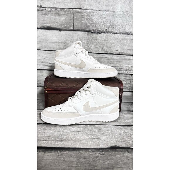 Size 8 - Nike Court Vision Mid White Light Orewood Brown W - Picture 2 of 7